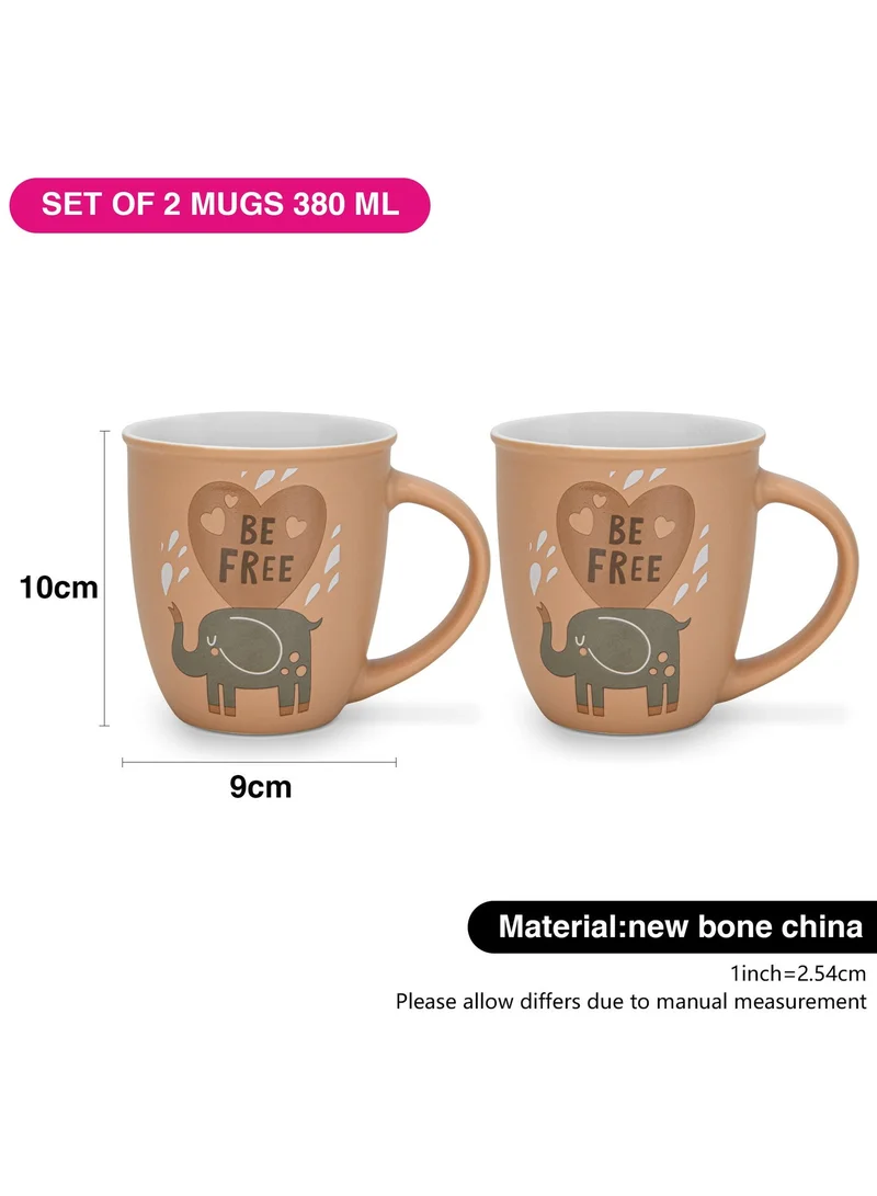 Fissman 2-Piece Mugs 380ml Coffee Mugs Set Couple Mug Valentines Day, New Bone China with Non Slip Bottom Coffee Cups for for Tea, Coffee, Present For Her/Him, Surprise Gift For Heart Day